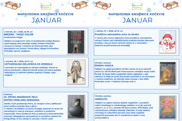 NAPOVEDNIK KNJIŽNICE KOČEVJE – JANUAR 2026